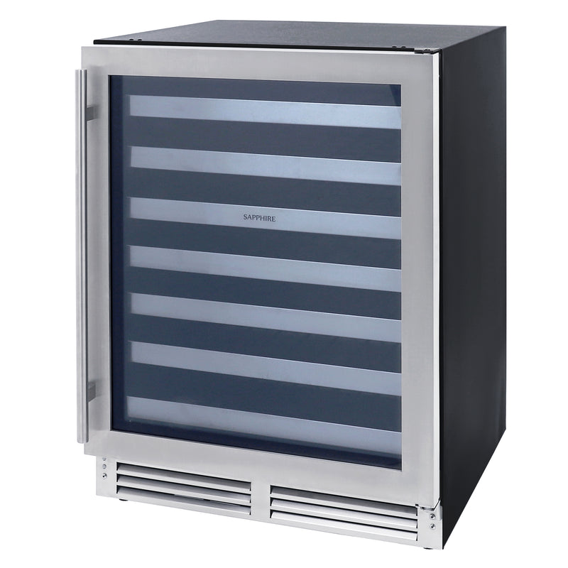 Sapphire Series 3 24" Indoor/Outdoor Value Premium Single Zone Wine Refrigerator, in Stainless Steel