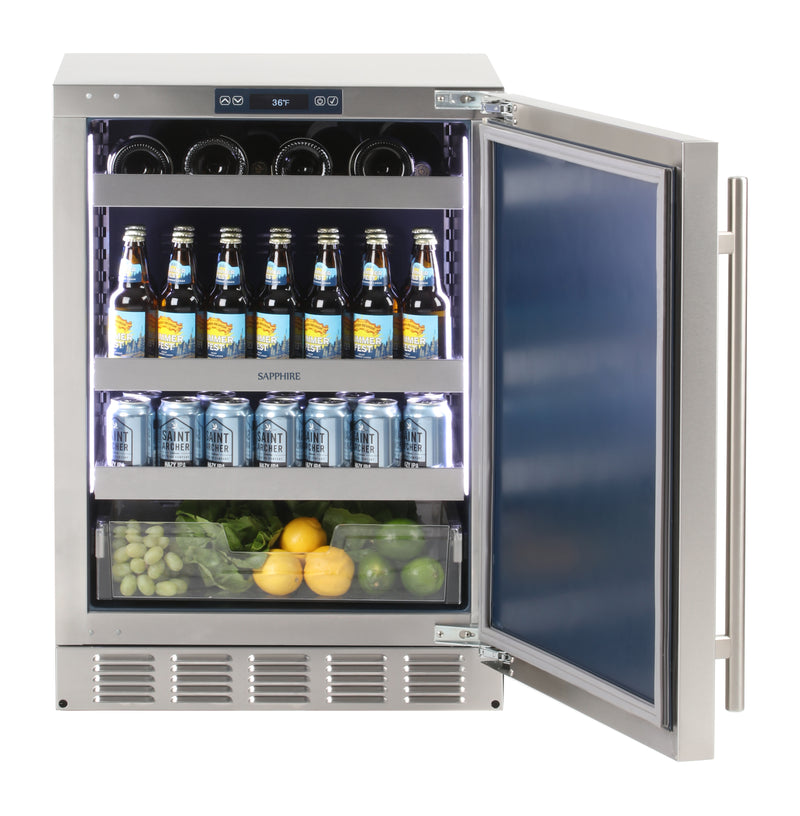 Sapphire Series 5, 24"W, Solid Door, Outdoor, Stainless Steel, Commercial Refrigerator (SR24OD)
