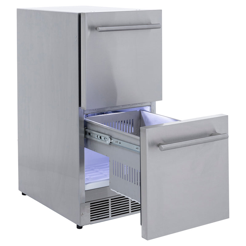 Sapphire Series 3, 15"W, 2 Drawers, Indoor-Outdoor, Stainless Steel and Panel Ready, Commercial Drawer Refrigerator (SRD153SSPR)