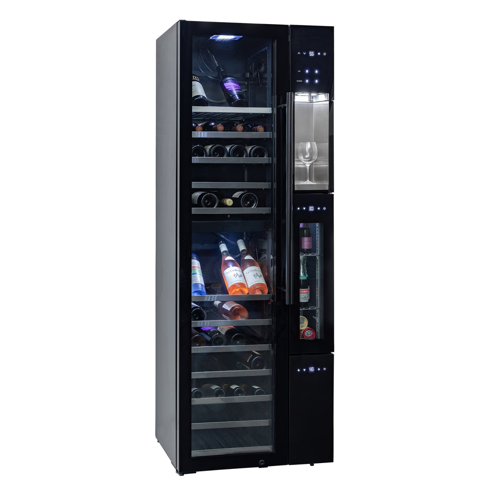 Sapphire 4Pour Wine Bar Dispensing Tower In Designer Black Glass