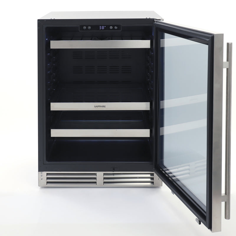 Sapphire Series 3, 24"W, Glass Door, Indoor-Outdoor, Stainless Steel, Commercial Refrigerator (SBC243SS)