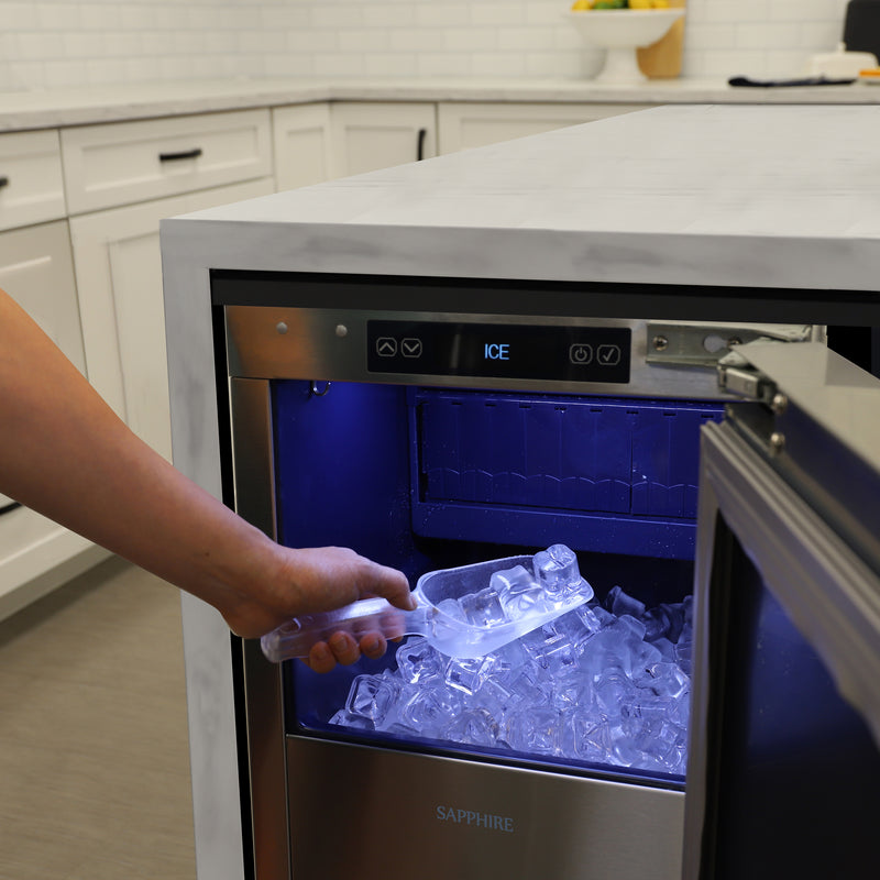 Sapphire Series 5, 15"W, Gourmet Cube, Outdoor, Stainless Steel, Gravity Drain, Commercial Ice Maker (SIIM15GDOD)