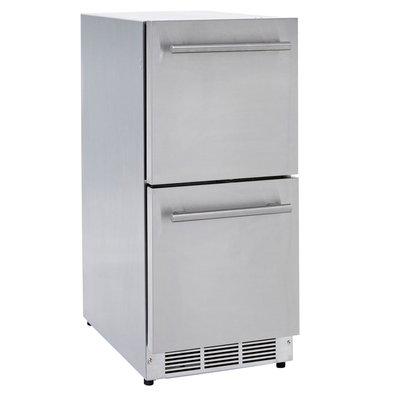 Sapphire Series 3, 15"W, 2 Drawers, Indoor-Outdoor, Stainless Steel and Panel Ready, Commercial Drawer Refrigerator (SRD153SSPR)