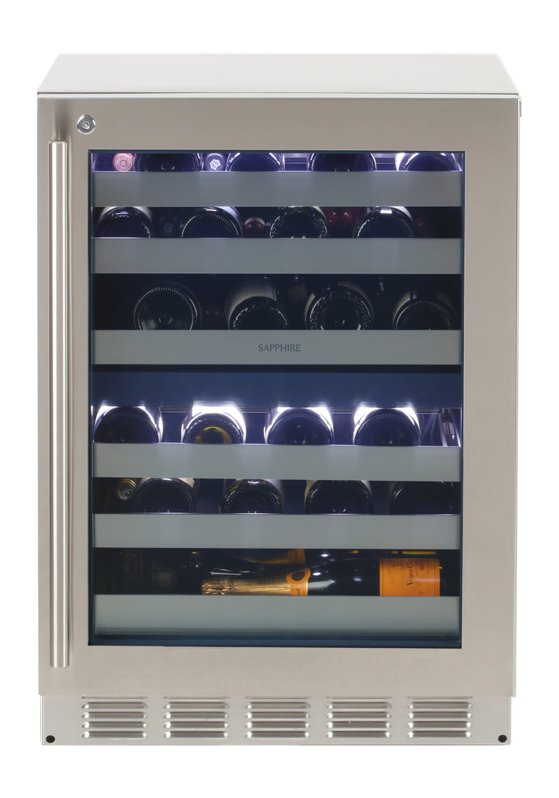 Sapphire Series 5, 24"W, Dual Zone, Indoor, Stainless Steel, 43-Bottle Capacity, Commercial Wine Cooler (SW24DZSS)