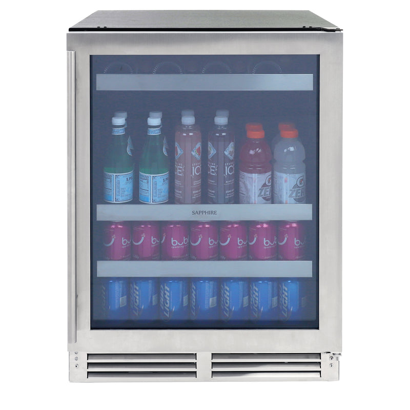 Sapphire Series 3, 24"W, Glass Door, Indoor-Outdoor, Stainless Steel, Commercial Refrigerator (SBC243SS)