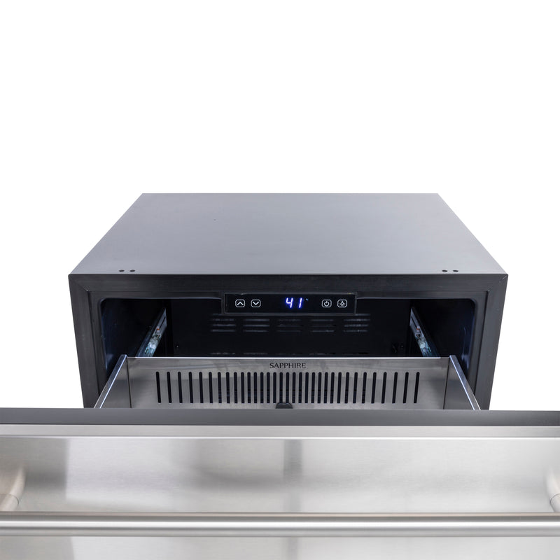 Sapphire Series 3, 24"W, 2 Drawers, Indoor-Outdoor, Stainless Steel, Commercial Drawer Refrigerator (SRD243SSPR)