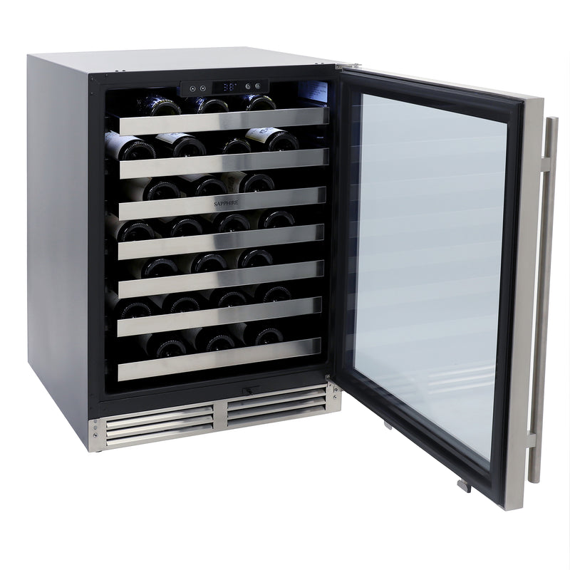 Sapphire Series 3 24" Indoor/Outdoor Value Premium Single Zone Wine Refrigerator, in Stainless Steel