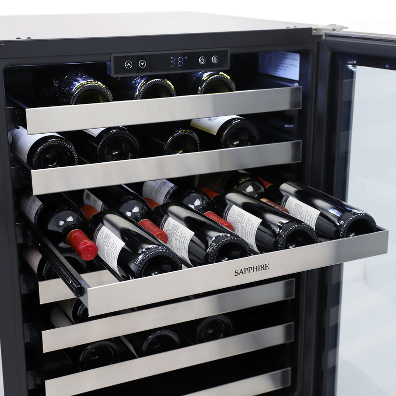 Sapphire Series 3, 24"W, Single Zone, Indoor-Outdoor, Stainless Steel and Panel Ready, 54-Bottle Capacity, Commercial Wine Cooler (SW243SZSSPR)
