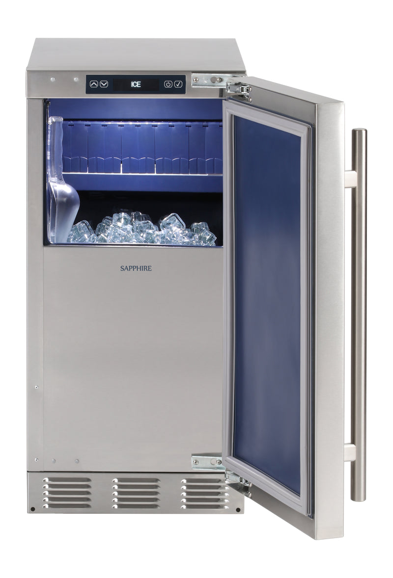 Sapphire Series 5, 15"W, Gourmet Cube, Outdoor, Stainless Steel, Gravity Drain, Commercial Ice Maker (SIIM15GDOD)