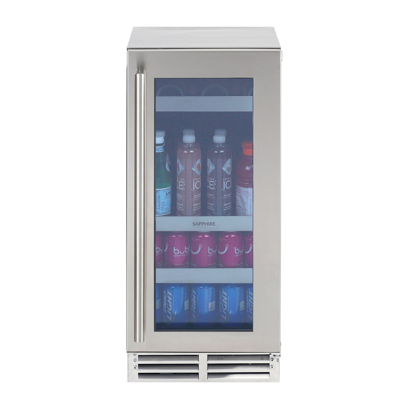 Sapphire Series 5, 15"W, Glass Door, Indoor, Stainless Steel, Residential Refrigerator (SBCR155SS)