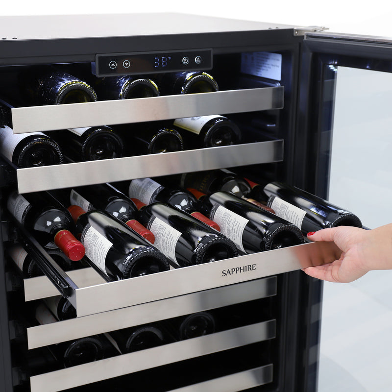 Sapphire Series 3, 24"W, Single Zone, Indoor-Outdoor, Stainless Steel and Panel Ready, ADA Height, 46-Bottle Capacity, Commercial Wine Cooler (SW243SZSSPRADA)