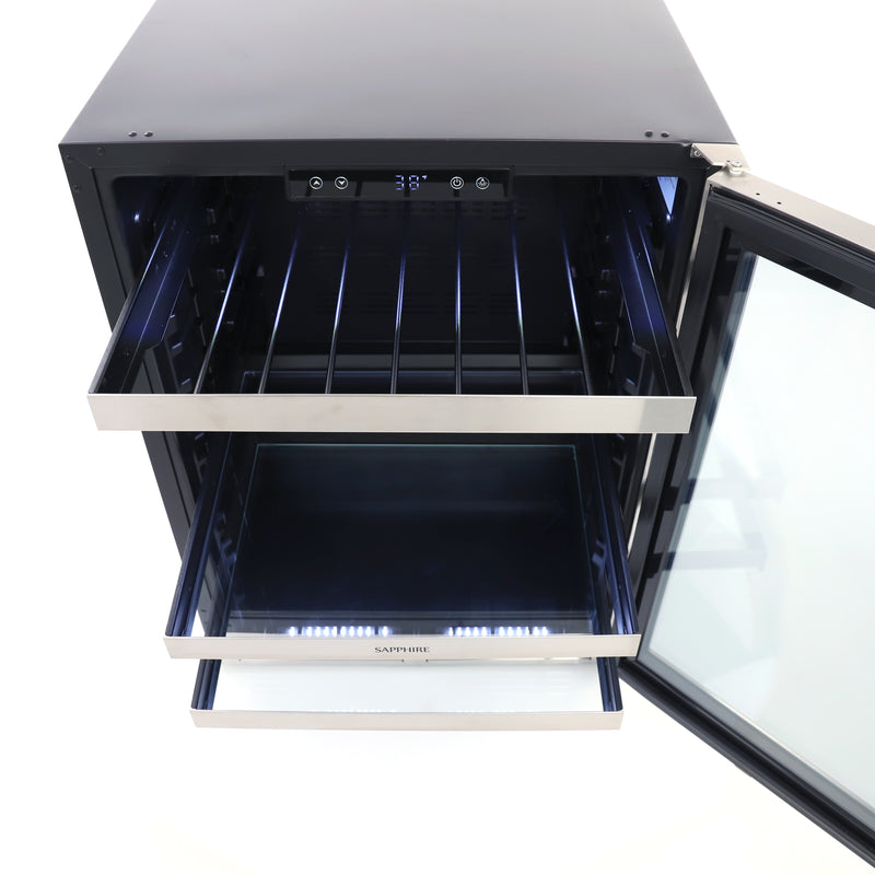 Sapphire Series 3, 24"W, Glass Door, Indoor-Outdoor, Stainless Steel, Commercial Refrigerator (SBC243SS)
