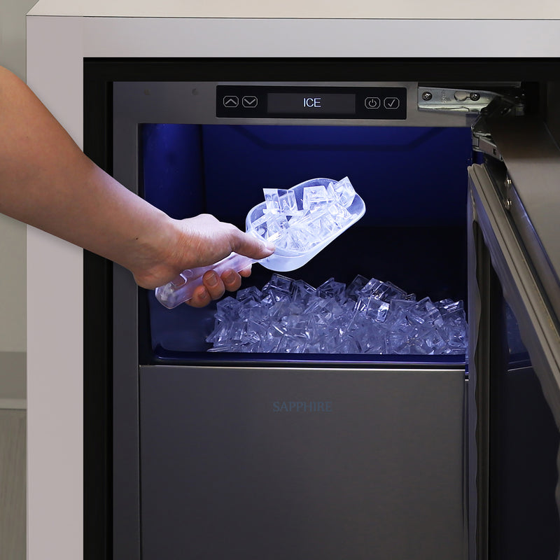 Sapphire Series 5, 15"W, Square Cube, Indoor, Stainless Steel, Gravity Drain, Commercial Ice Maker (SSIM15GDSS)