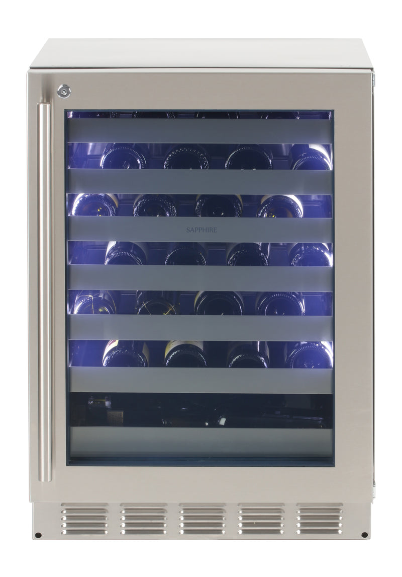 Sapphire Series 5, 24"W, Single Zone, Indoor, Stainless Steel, 51-Bottle Capacity, Commercial Wine Cooler (SW24SZSS)