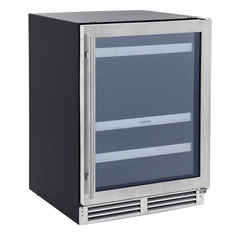 Sapphire Series 3, 24"W, Glass Door, Indoor-Outdoor, Stainless Steel, Commercial Refrigerator (SBC243SS)