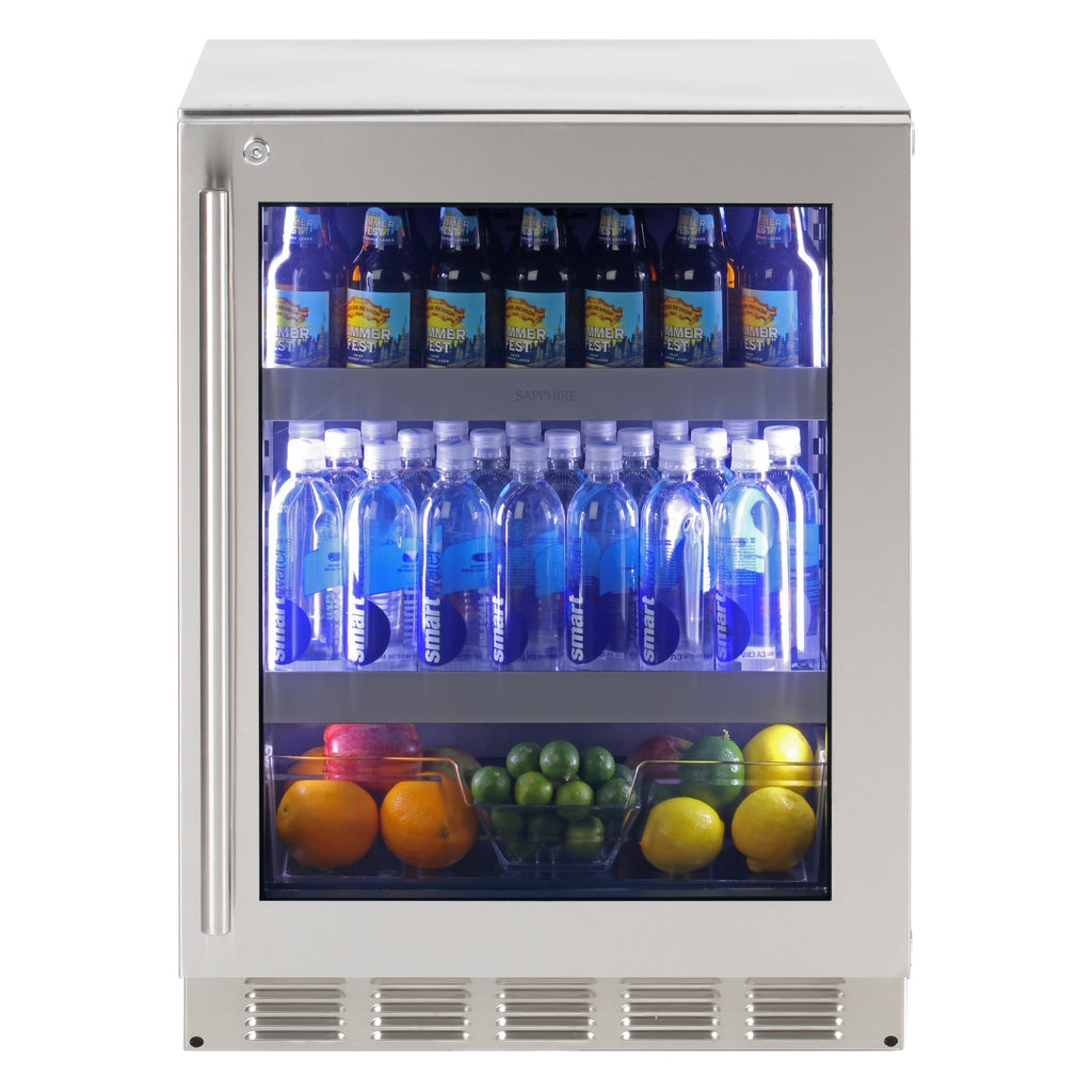 24 inch Metal Shelves Built-In Wine Fridge Cooler Beverage Fridge Clear Glass Door, 24 inch / 3 Year